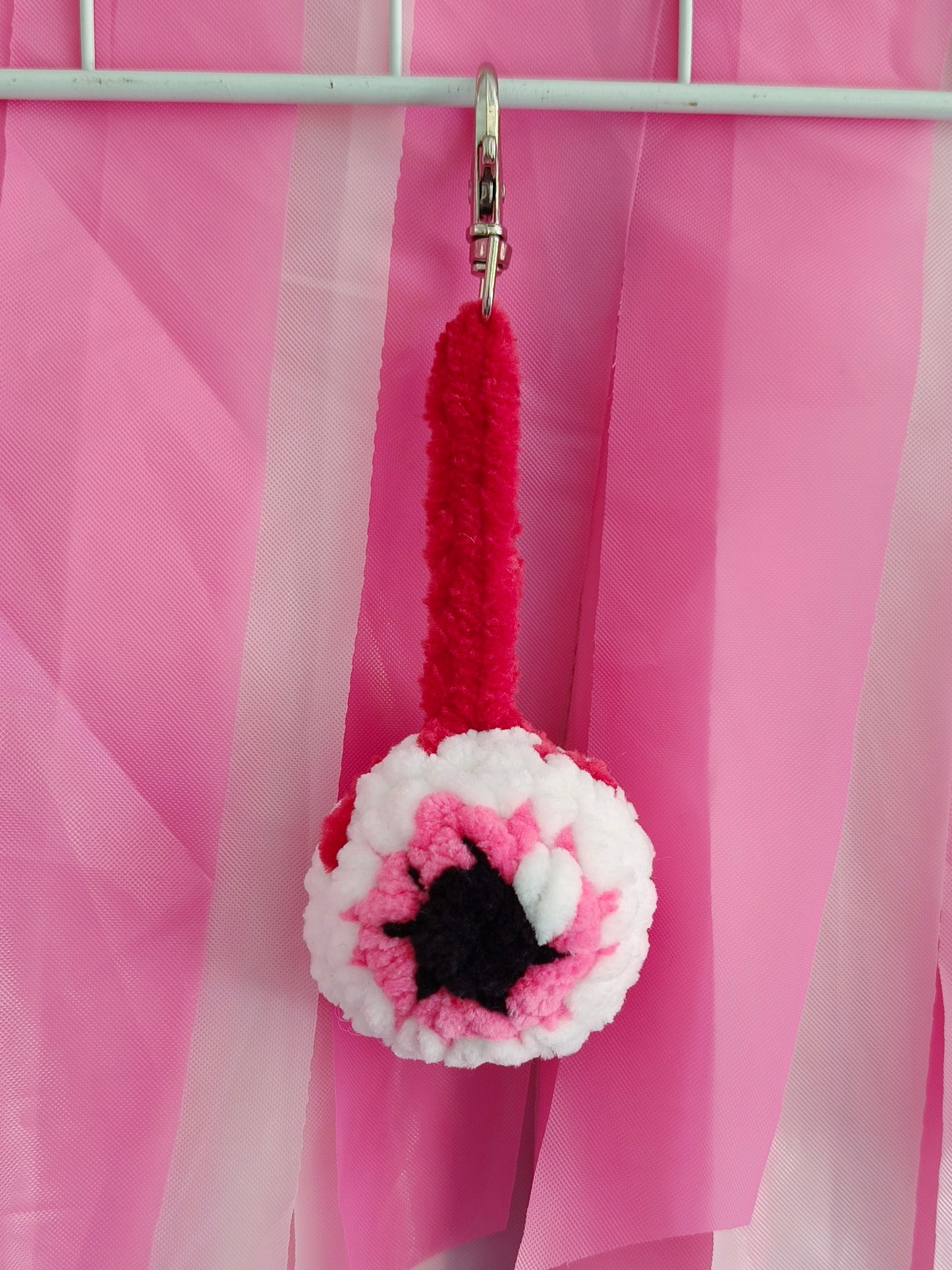 Pink eyeball- Crochet bag charm