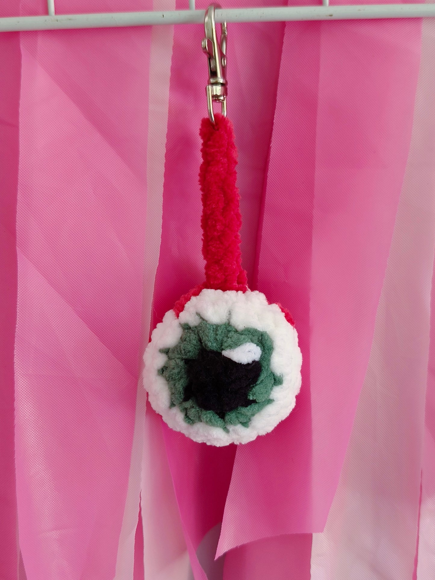 Green eyeball- Crochet bag charm