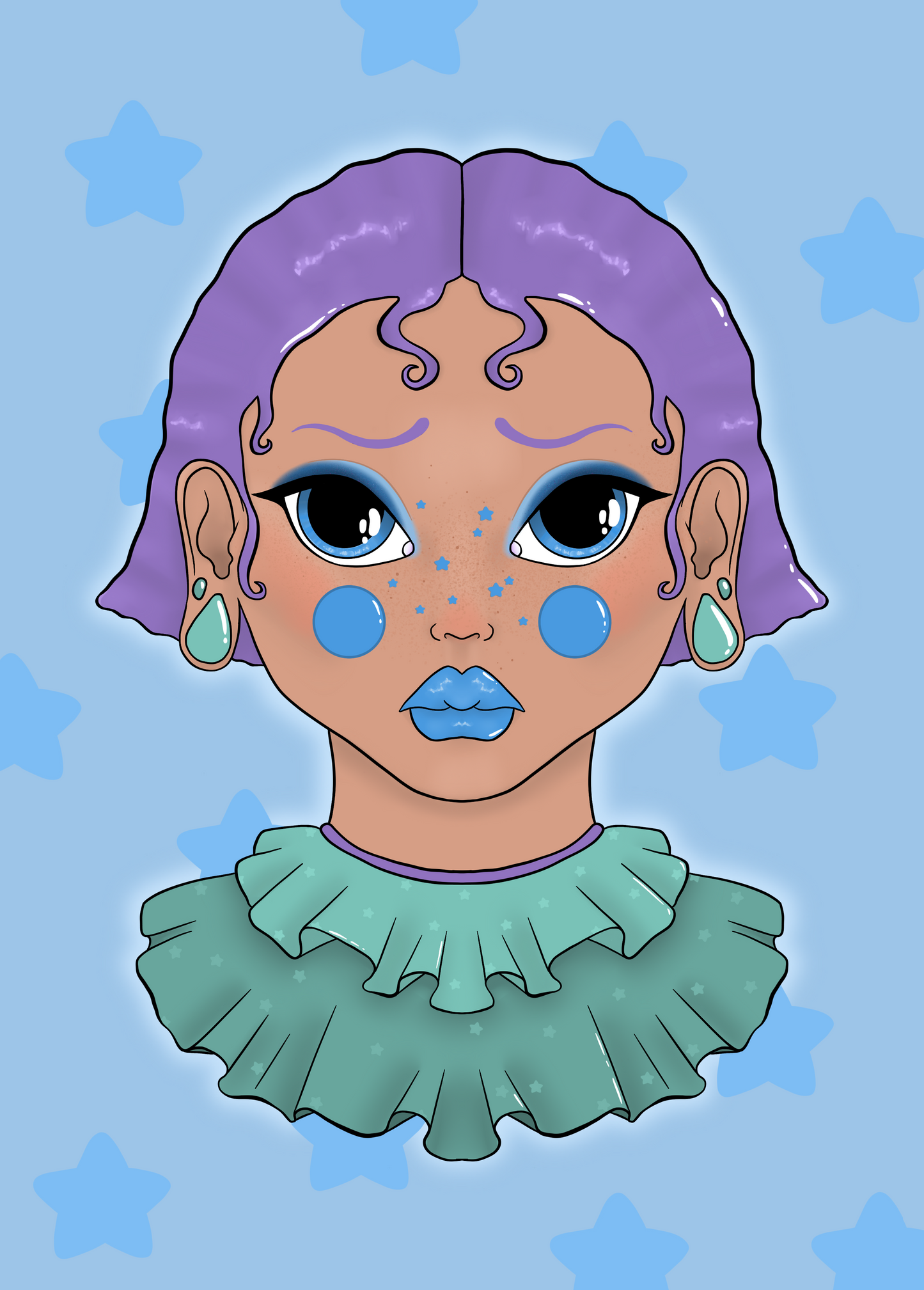 Blue Clown A5 Print
