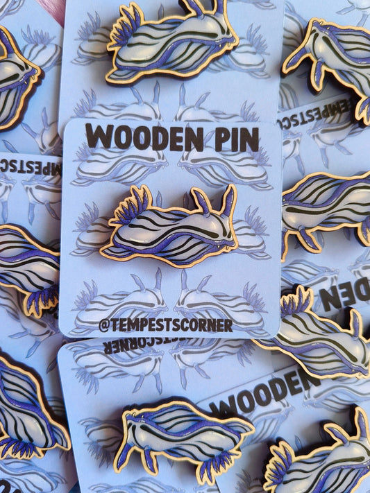 Purple Nudibranch - Wooden Pin
