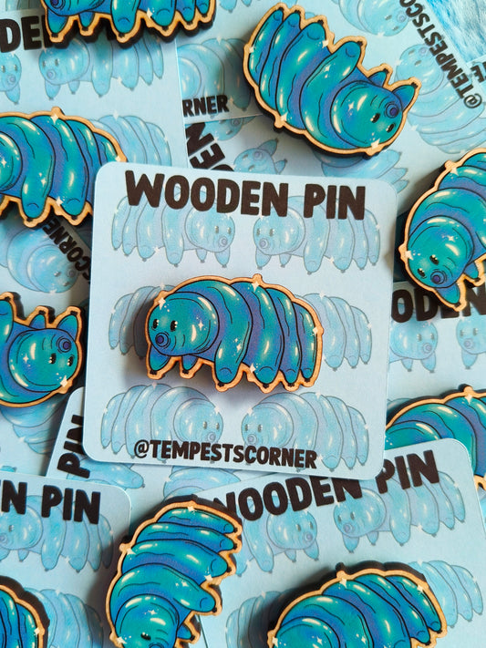 Blue Tardigrade - Wooden Pin
