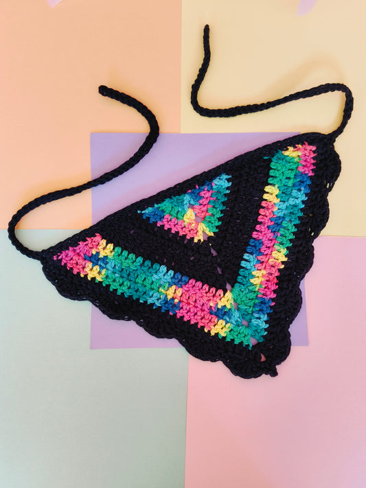 Black Rainbow Bandana - Crochet Bandana