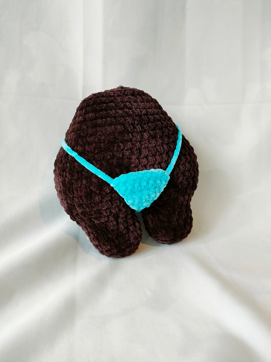 Teal Thong Crochet Booty small