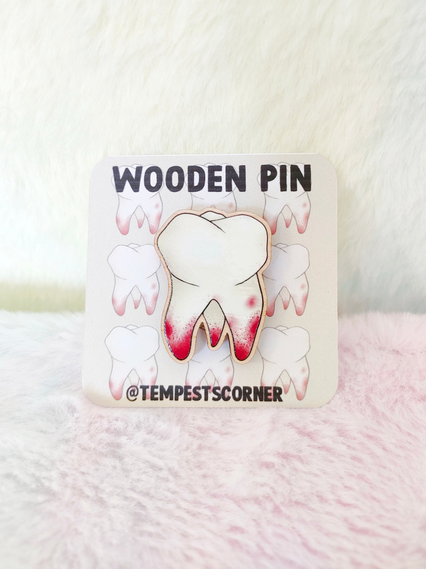 Bloody Tooth - Wooden Pin