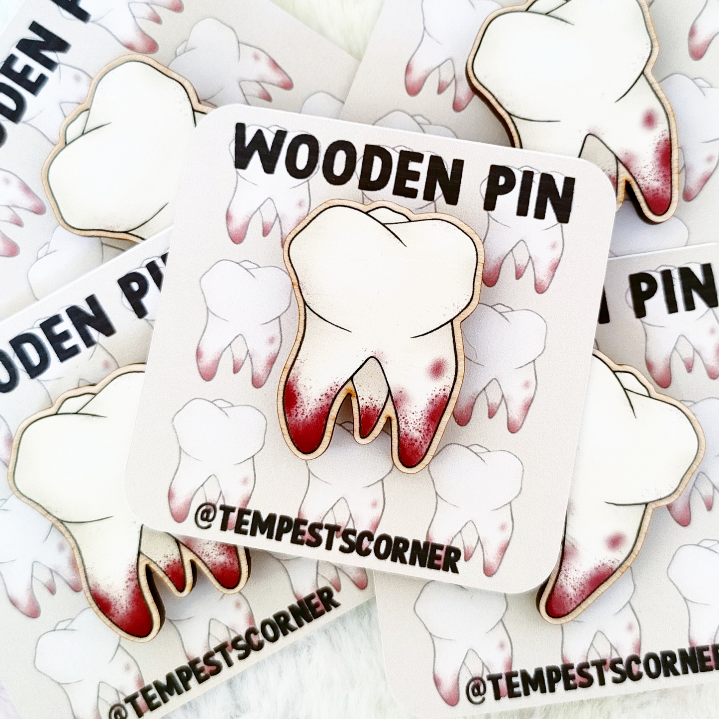 Bloody Tooth - Wooden Pin