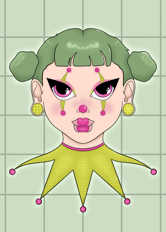Green Clown A6 print