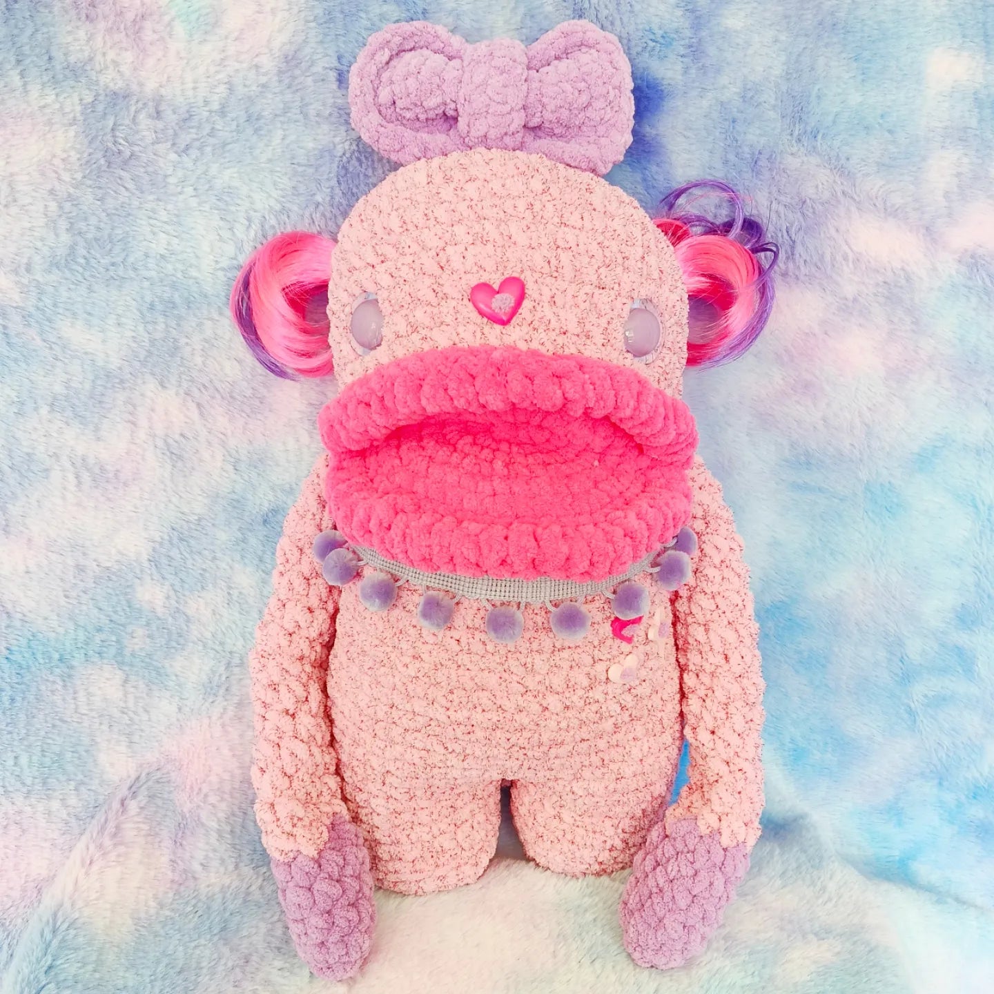 Geraldine (pretty in pink) Crochet Swamp Monster