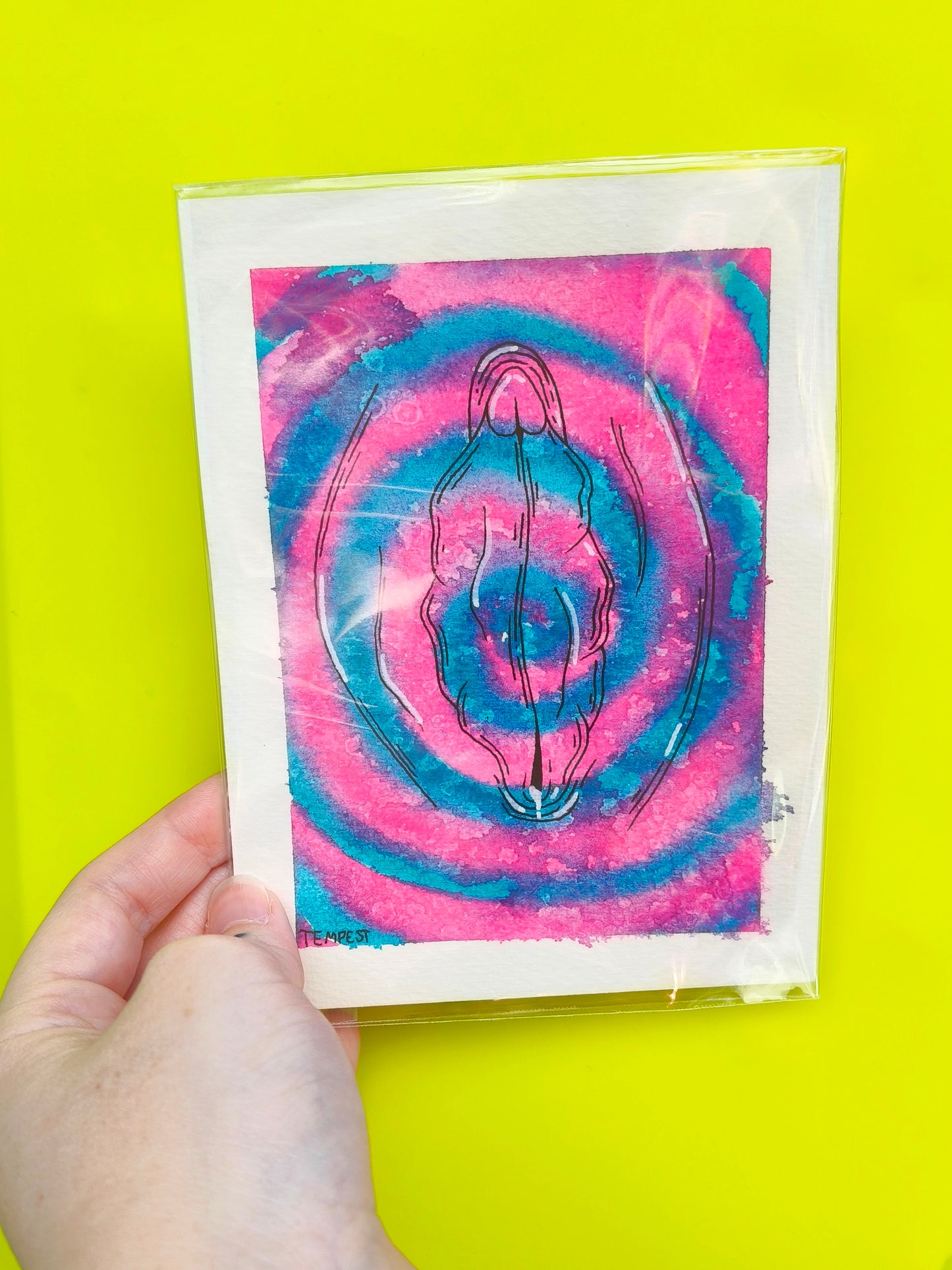 Pink blue swirl A6 Vulva Original