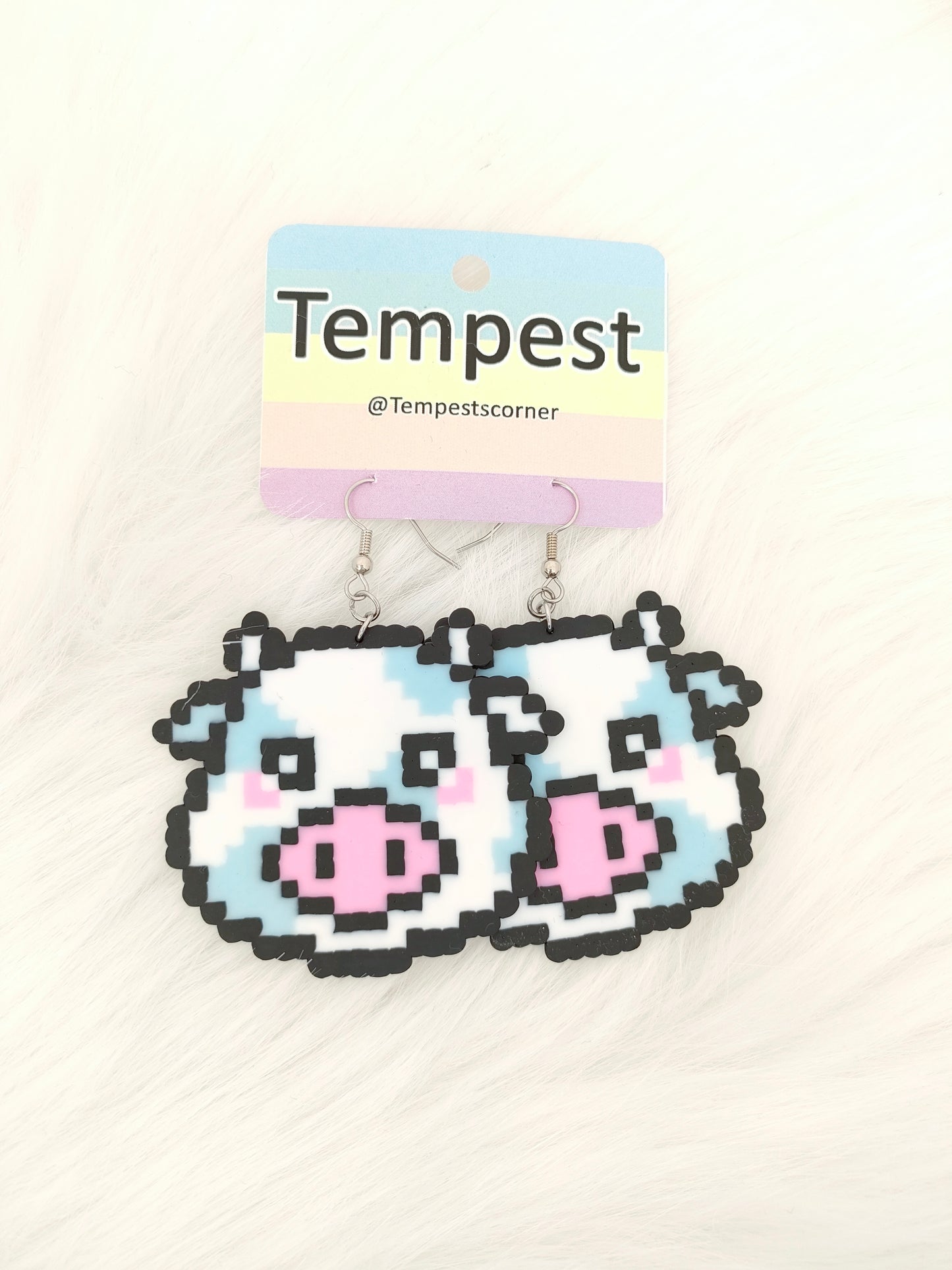 Baby Blue Cows - Perler Earrings