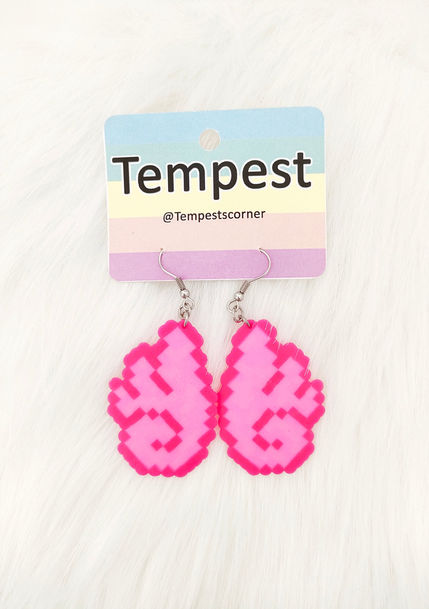 Pink Angel wings- Perler Earrings